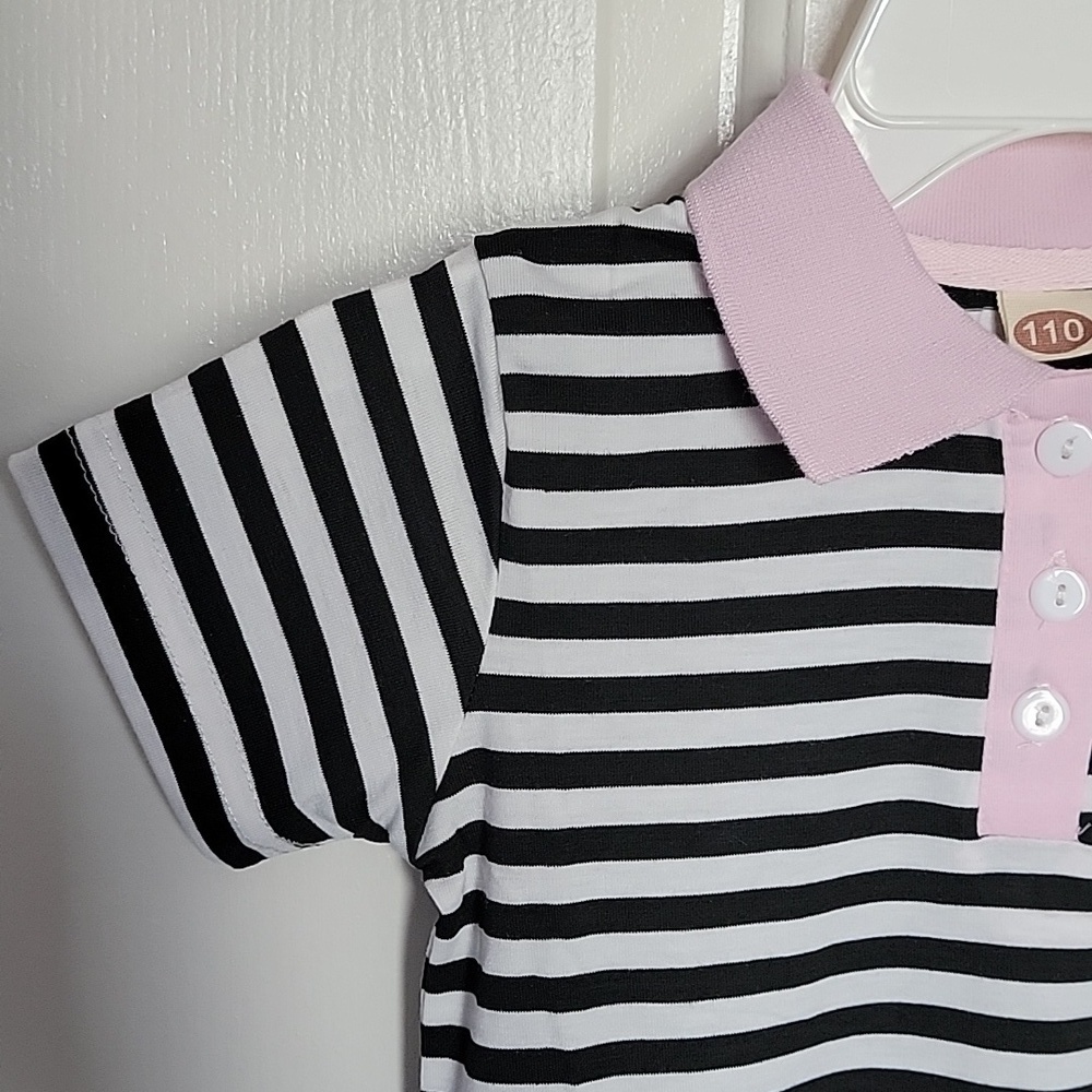NWOT, Girls 4-5T short sleeved striped dress. - Picture 3 of 4
